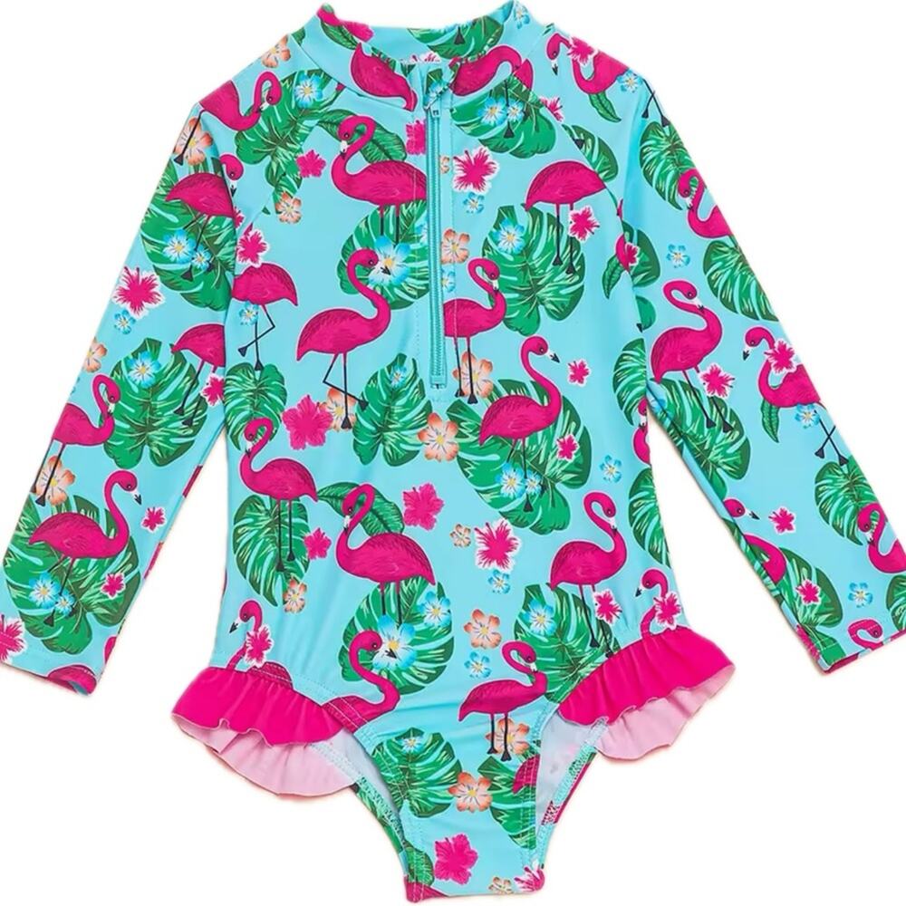 New flamingo girl’s rash guard swim suit 18-24 months